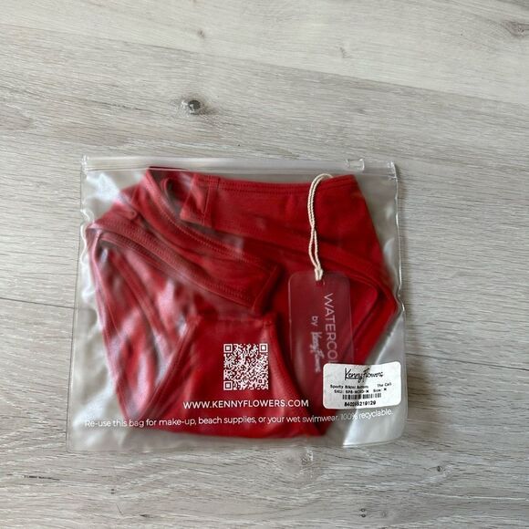 WATERCOLORS BY KENNY FLOWERS THE CALI - SPORTY BIKINI BOTTOM RED M NWT in packag - Picture 5 of 5